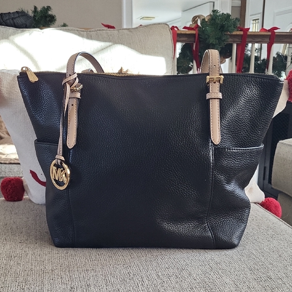 Michael Kors Black and Tan Leather Tote